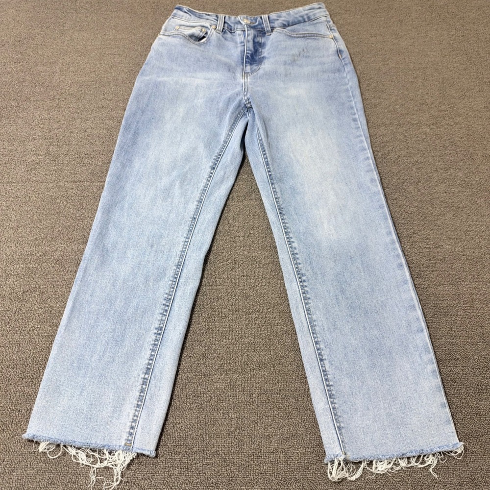 OAT New York Straight Leg Raw Hem Jean Light Wash High Rise Size 8/29 Minimalist
